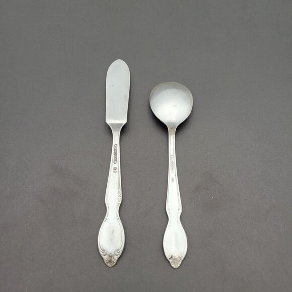 Rogers International Silverplate Set Butter Knife & Sugar Spoon REFLECTION 1847 - Picture 3 of 4